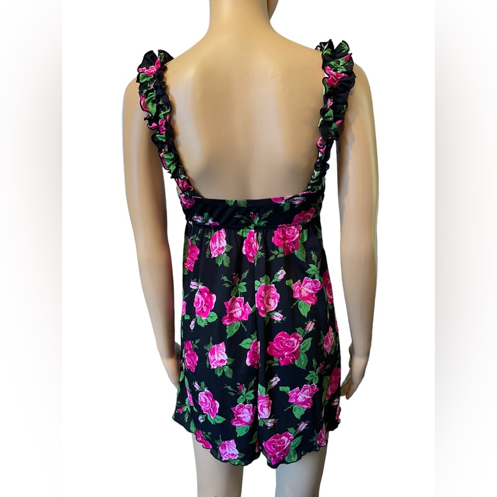 Smart & Sexy Sleepwear Vintage 90s Whimsygoth Romantic Rose Ruffle Slip Dress - Picture 7 of 8
